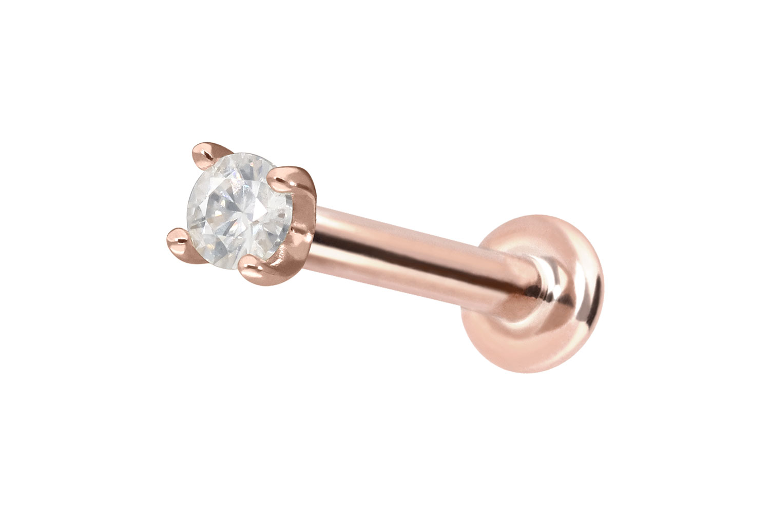 14 Karat Gold Labret Piercing mit Push Fit MOISSANIT